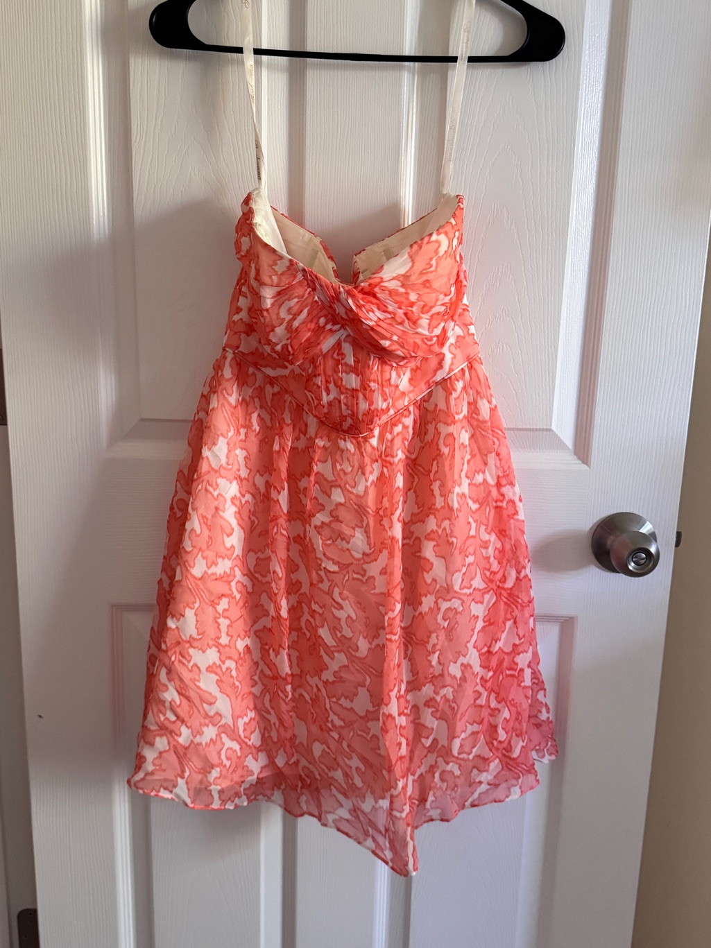 Shoshanna Coral Reef 100% Silk Chiffon Strapless Dress